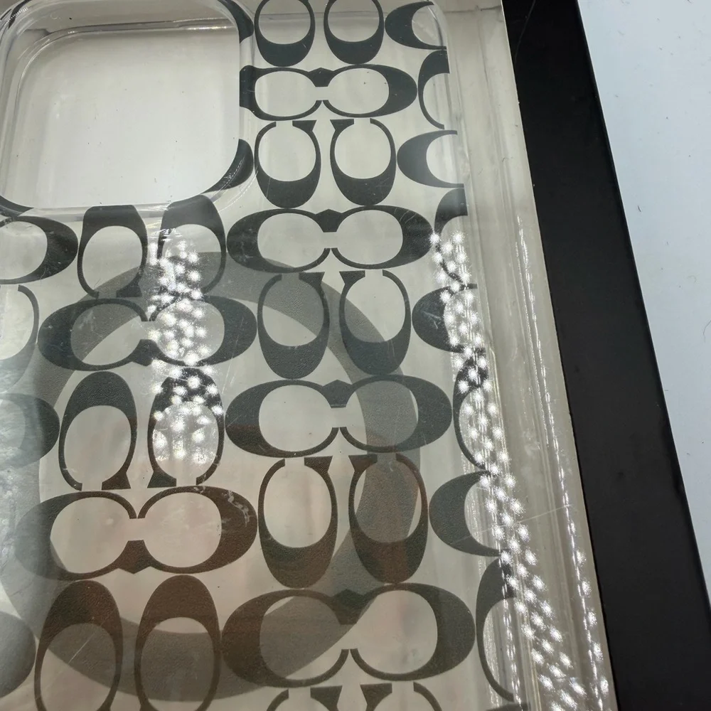 Coach Clear Signature MagSafe iPhone Case with Silver Logo Print